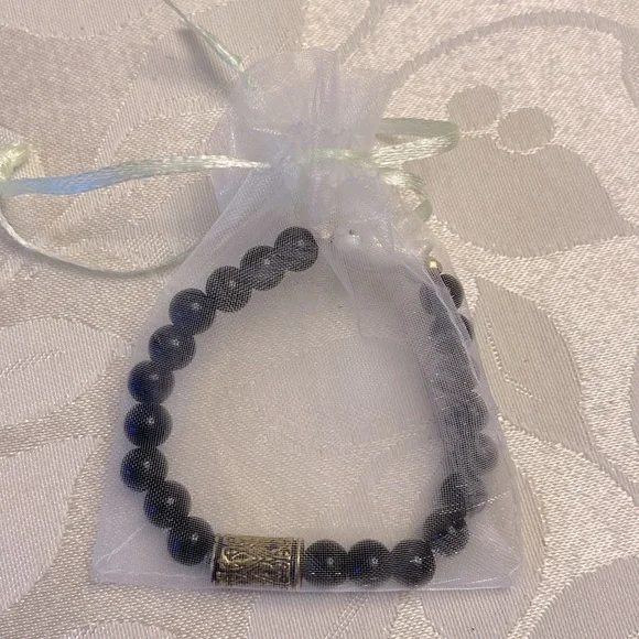 🌹Ceramic fish faux black pearls stackable 8mm bead bracelet stretchy - Picture 7 of 8